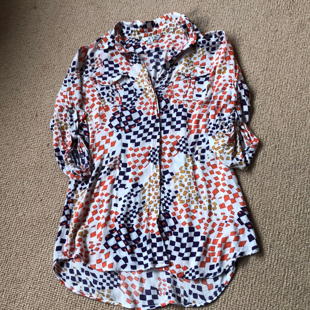 Cabi Geometric Print Button Down Blouse - image 1